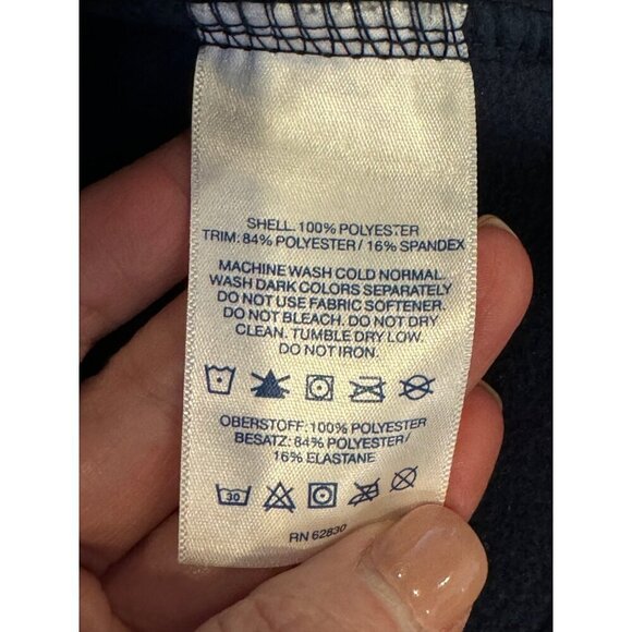 Lands End Vest Men Medium Navy Blue Fleece Mock‎ Neck Full Zip Outerwear - Picture 8 of 9